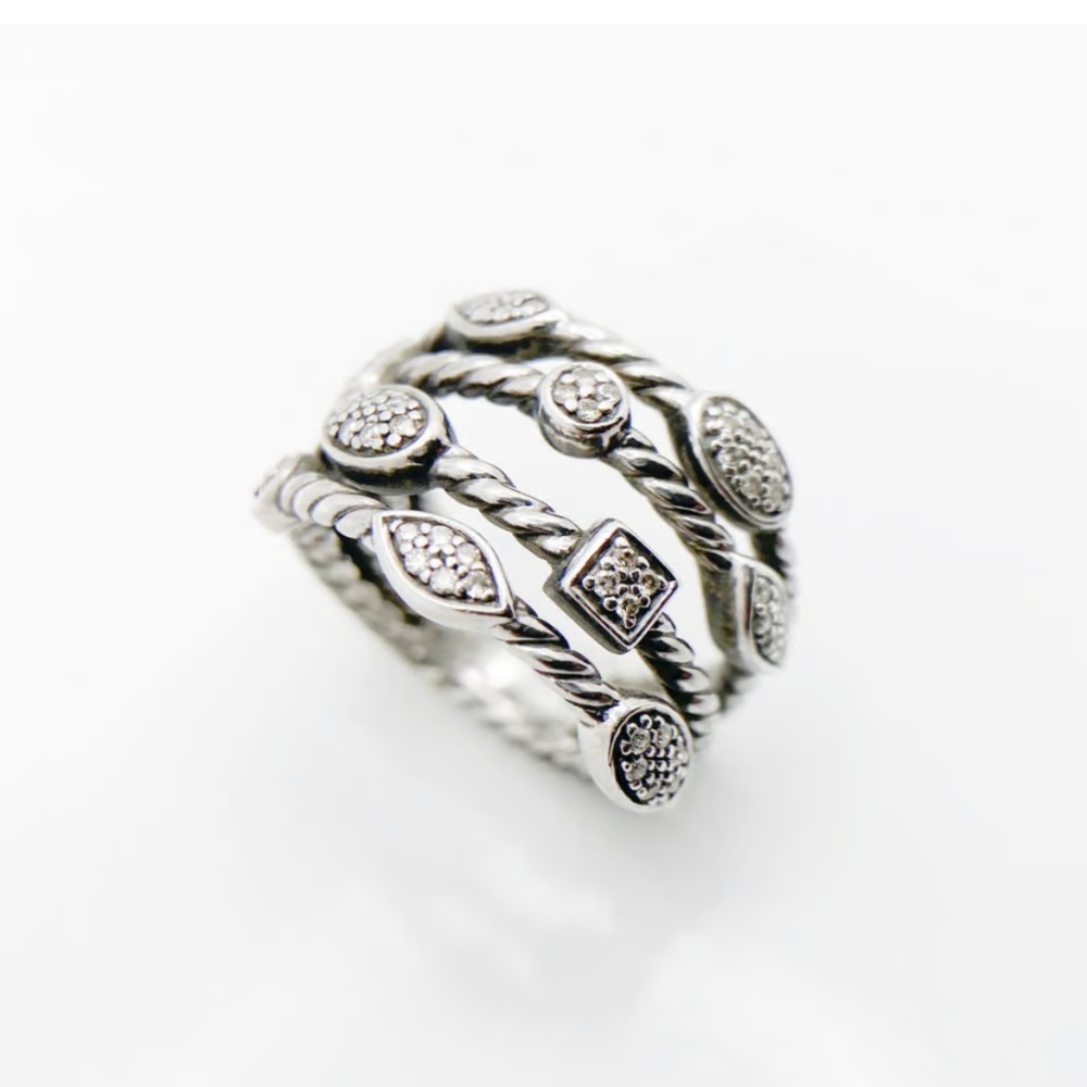 David Yurman diamond confetti four row ring